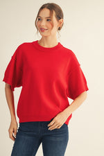 Nia Short Sleeve Sweater - Red