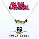 Ole Miss Rebs Gold Heart Necklace