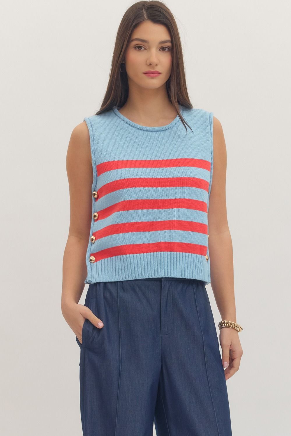 Blue and Red Entro Sweater Tank