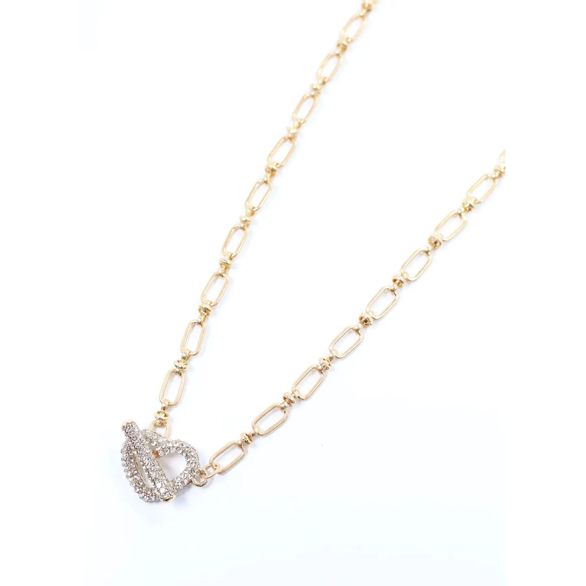 Caroline Hill BRODY Cz HEART TOGGLE NECKLACE GOLD