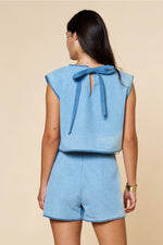 Ashton Denim Contrast Top and Mini Skort Set