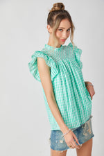 Mint Ruffle Sleeve Top
