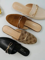 Bellen Slip on Mule- Tan Pattern