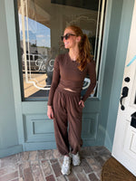 Chocolate Jogger and Crossover Crop Top SET by Rae Mode