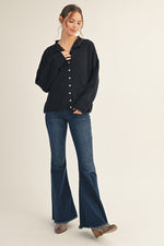 Baylen Button Down Lightweight Cardigan- Black