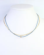 Paula Cord and Chain Layered Necklace - Blue