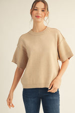 Nia Short Sleeve Sweater - Oatmeal