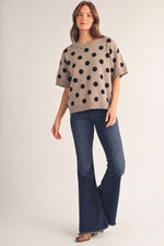 Illa Polka Dot Sweater - Taupe