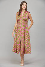 GEORGIA OLIVE AND PINK ZIP FRONT DRESS BY FATE