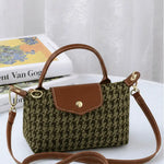 Nina Mini Houdstooth Crossbody- Olive
