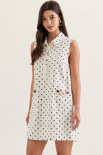 Jules Polka Dot Collar Mini Dress with Horsebit Pocket Detail
