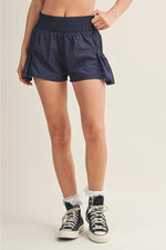 AVA POLKA DOT FLARE SHORTS With Pockets - Navy/Red