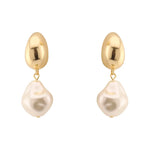 GOLD BEADED WITH FRESHWATER PEARL EARRING