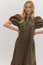 Florence Black Floral Ruffle Hem Midi Dress