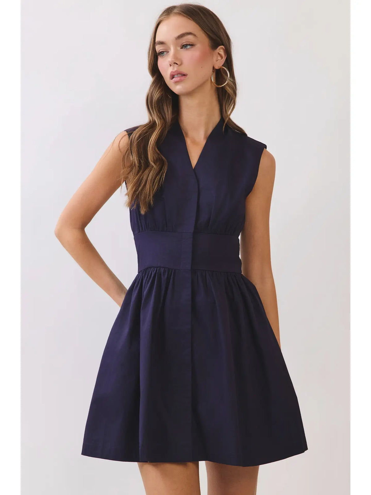 Delta Mini Dress with Removable Belt - Navy