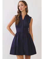 Delta Mini Dress with Removable Belt - Navy