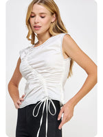 Sable Ruching Detail Sleeveless Top** Black or White