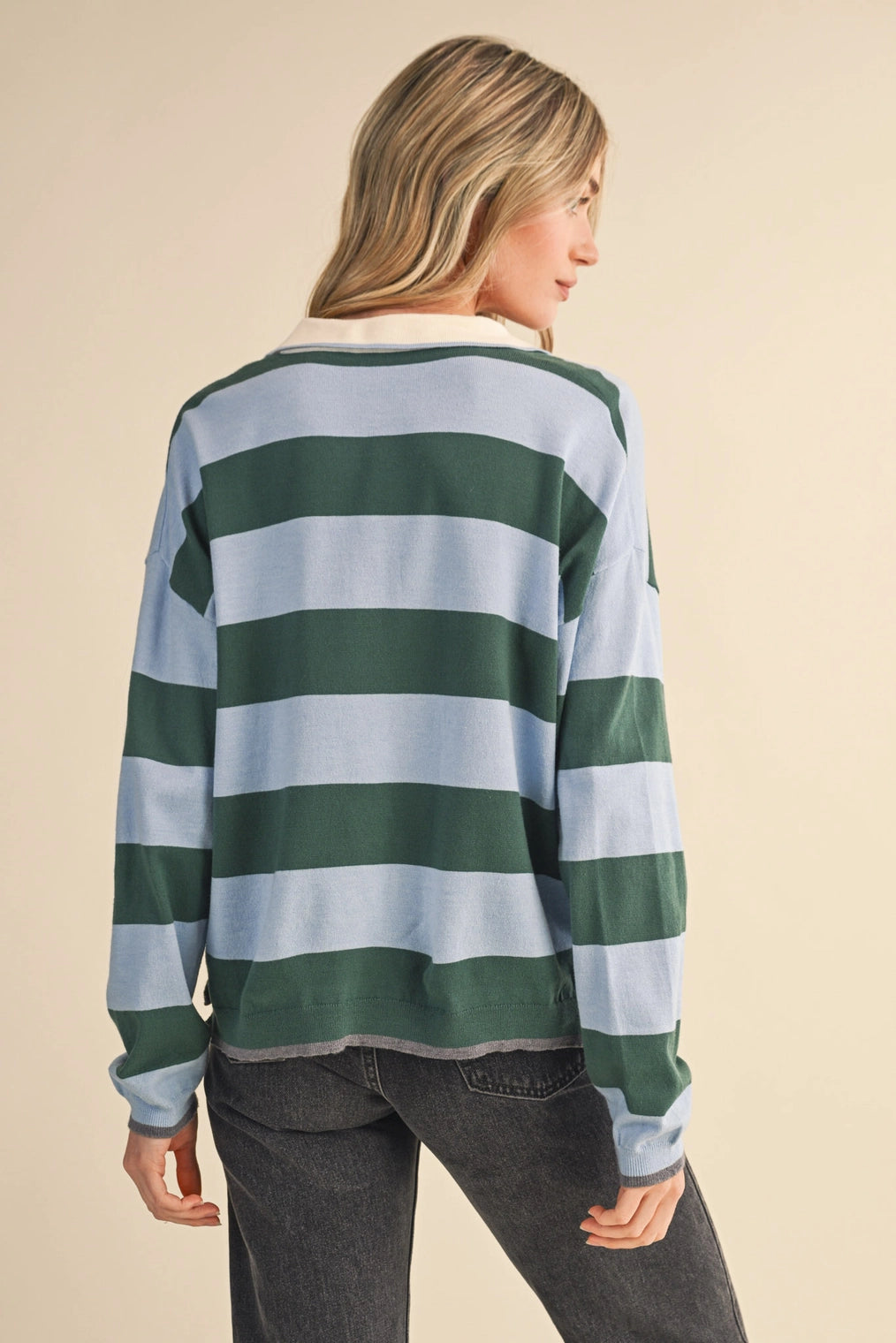 Striped Rugby Sweater- Blue/Green