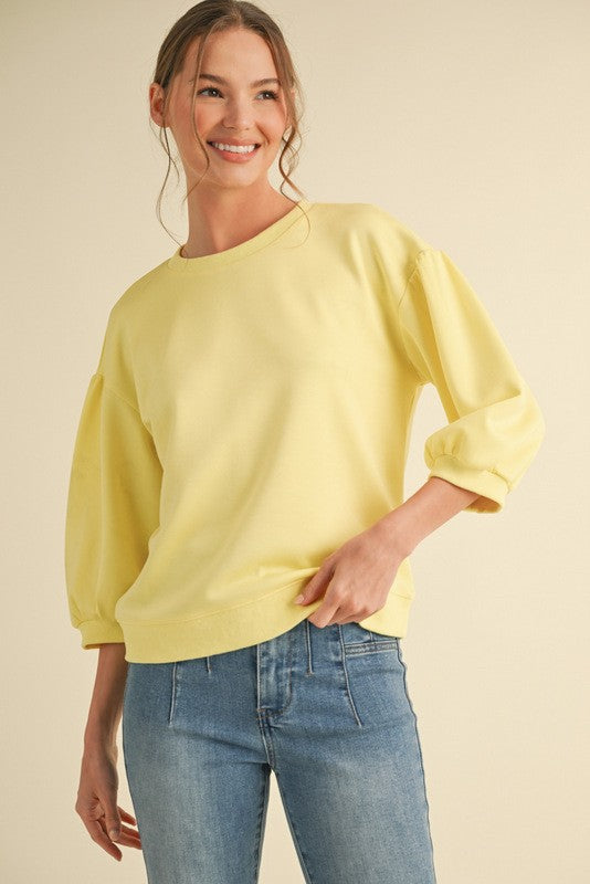 Banana 3/4 Peasant Sleeve Sweatshirt Top