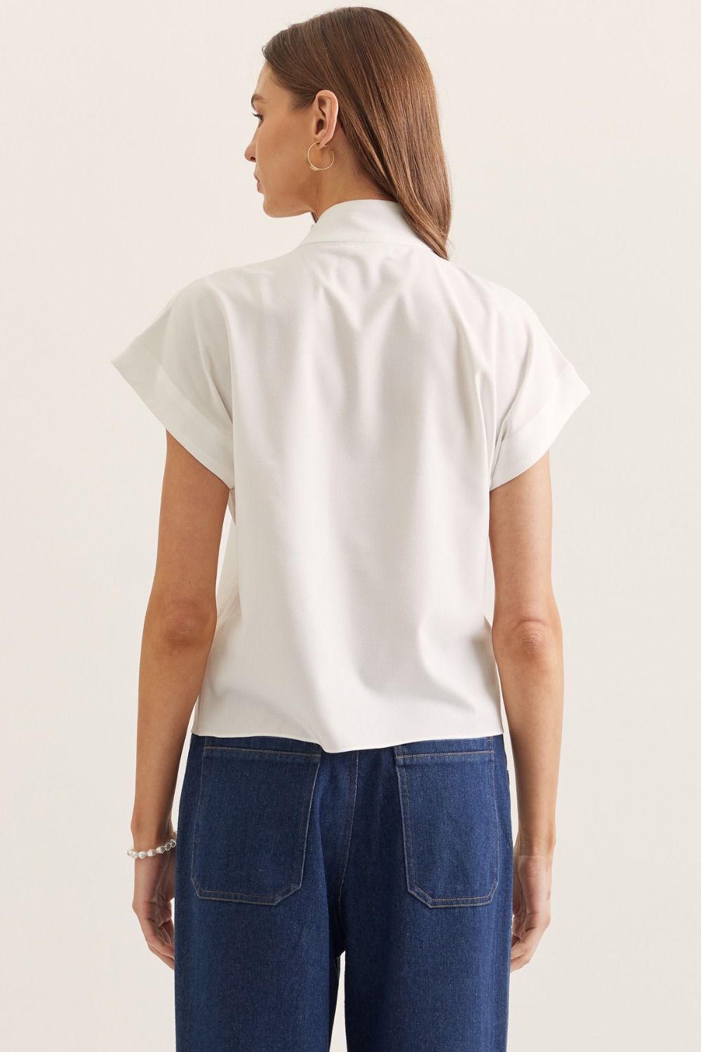 Millie Gold Button Detail Mock Neck Top