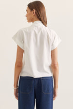 Millie Gold Button Detail Mock Neck Top
