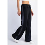 Rae Mode LUXE SATIN Crew Neck AND Straight Pant SET-BLACK