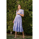 Penelope Periwinkle Pearl Embellished Collar Lace Midi Dress
