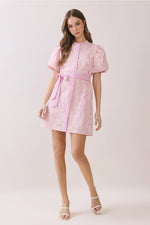 Celia Floral Eyelet Pattern Button Front Mini Dress