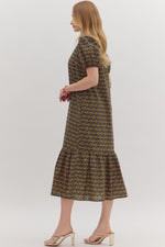 Florence Black Floral Ruffle Hem Midi Dress