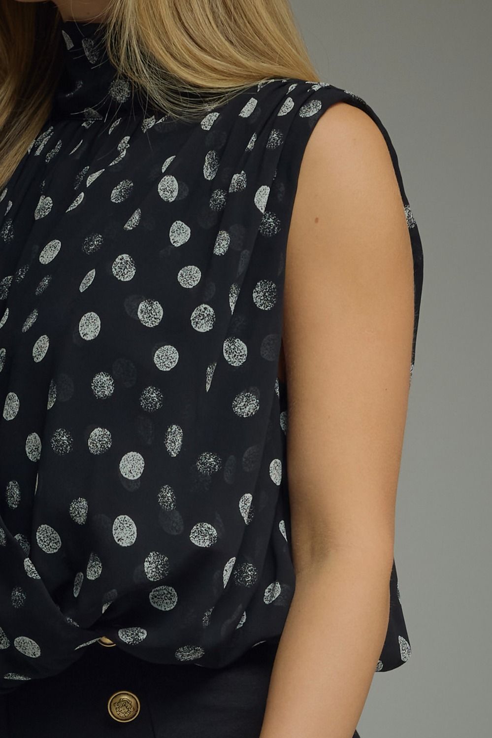 Jaden Mock Neck Tie Back Bubble Hem Top