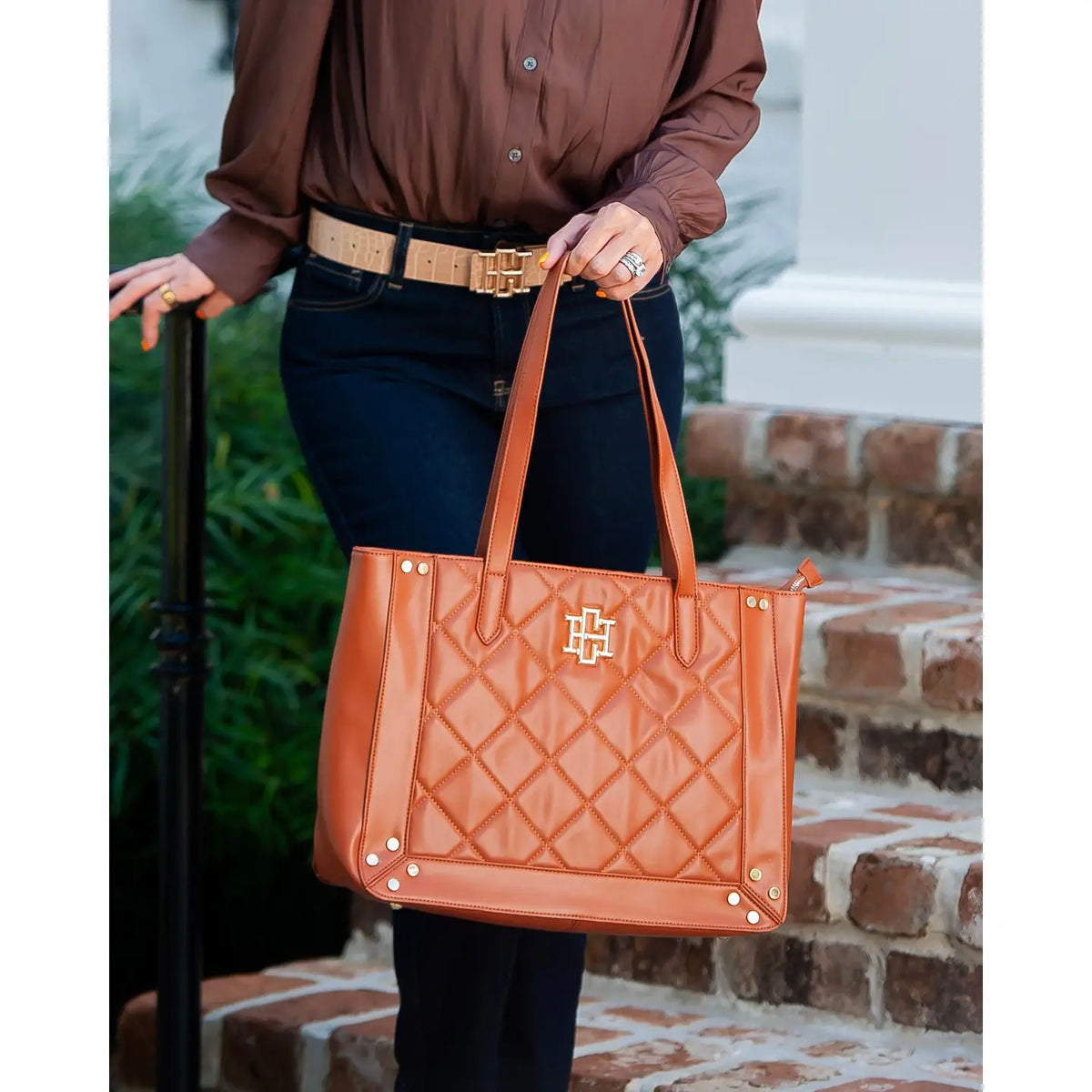 Sophie Zippered Tote Saddle by Caroline Hill