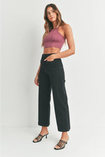 Just Black Denim PATCH POCKET WIDE LEG JEAN- Black