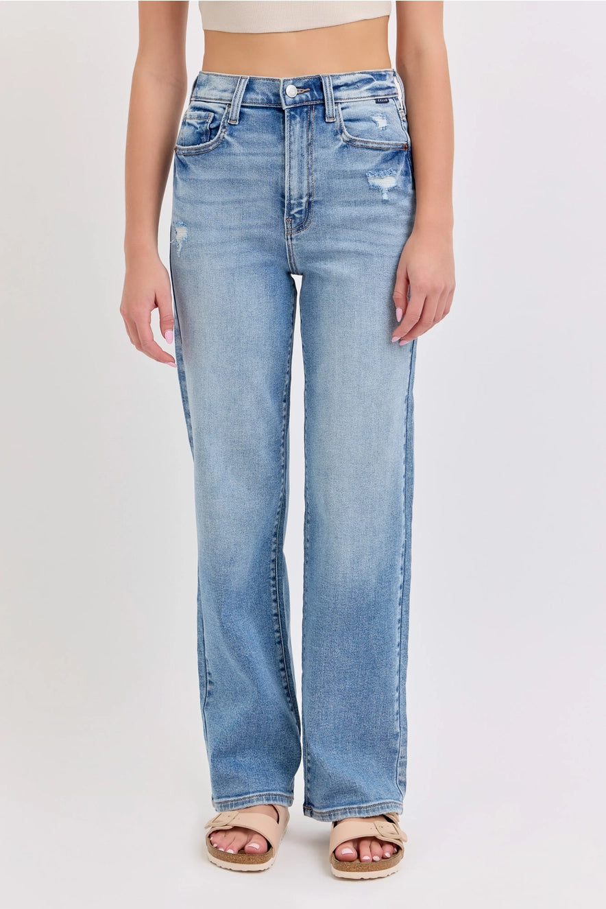 SUPER HIGH RISE DAD JEAN MEDIUM WASH