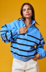 ADDISON STRIPE PULLOVER BLUE/BLACK