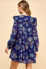 NAVY FLORAL MINI DRESS