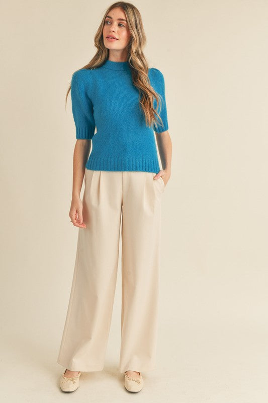 Mock Neck Tie Back Sweater