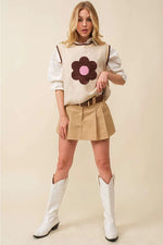 Flower Embroidered Sweater Vest