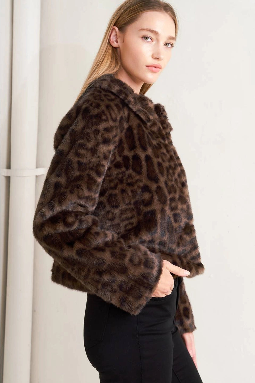 Soft Faux Fur Leopard Jacket