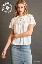 Waffle Knit Collared Top
