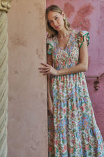 Sunfire Tiered Midi Dress Zamara Floral ( XS- XL)