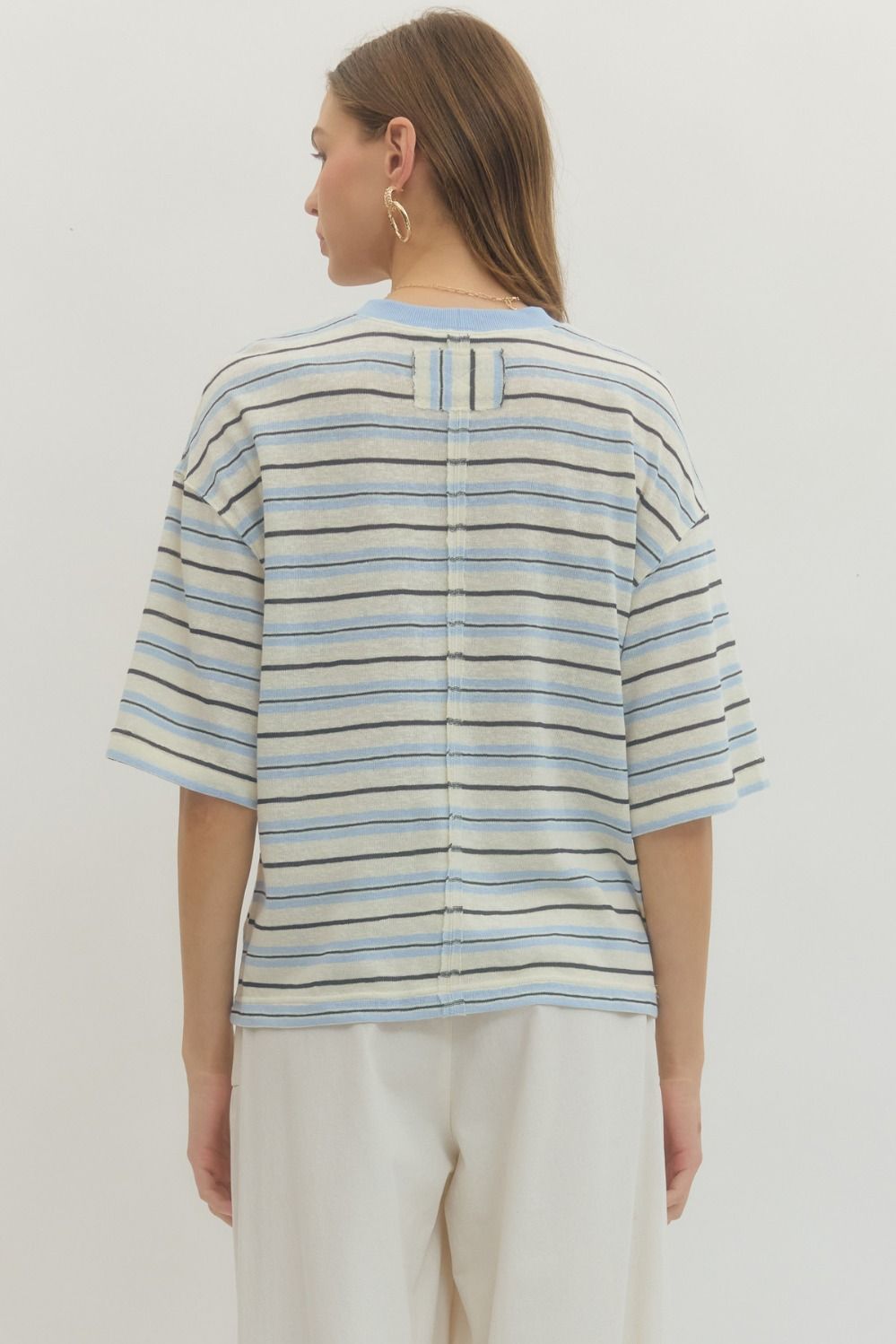 Retro Striped Crew Neck Top