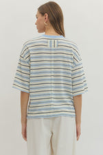Retro Striped Crew Neck Top