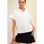 RAE MODE BUTTER SOFT QUATER ZIP SHORT SLEEVE- White