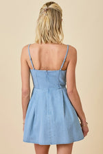 Striped Corset Style Denim Mini Dress