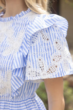 Floral Embroidered Striped Peplum Top