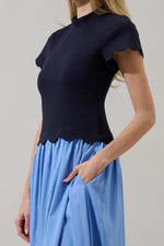 Marby Scallop Contrast Maxi Dress (XS-XL)
