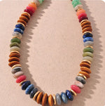 MULTICOLOR RESIN & WOOD DISC BEADED NECKLACE