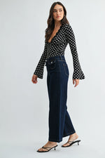 Just USA Mini Flap Pocket Wide Leg - Dark Denim -