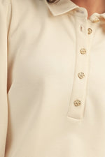 Bray Soft Gold Button Collar Top- Cream