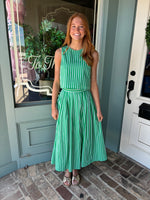 Stripe Pattern Sleeveless Top and Maxi Skirt SET